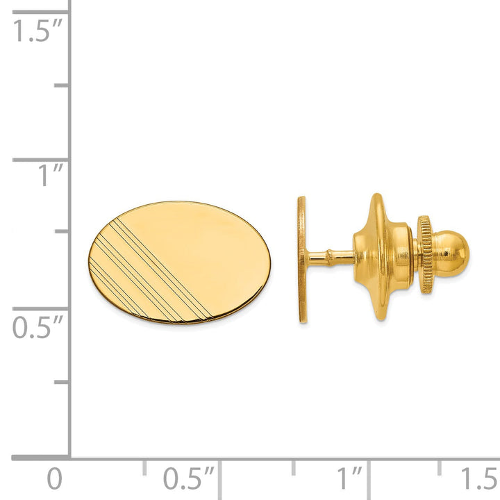 14k Yellow Gold Solid Oval Design Tie Tac.