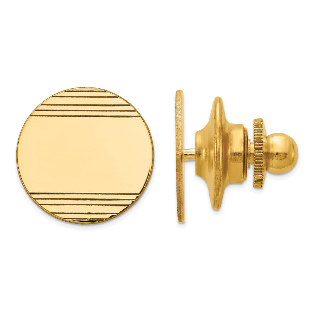 14k Yellow Gold Solid Round Design Tie Tac.