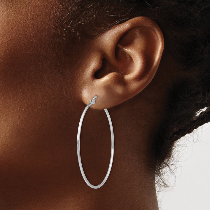 Sterling Silver Polished Finish Hinged Hoop Earrings