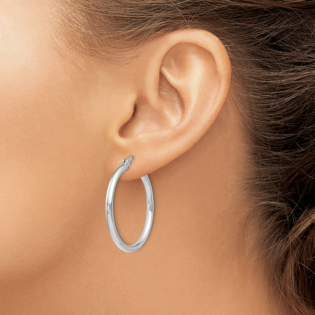 Sterling Silver Polished Finish Hinged Hoop Earrings