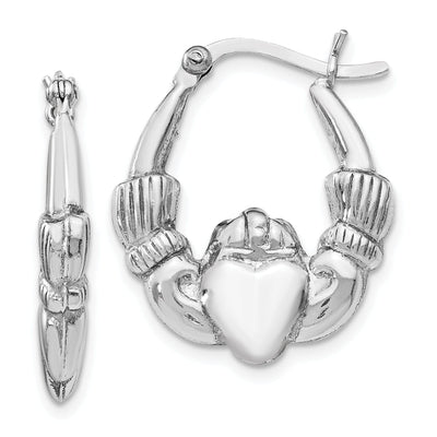 Silver Polished Claddagh Hinged Hoop Earrings at $ 37.09 only from Jewelryshopping.com