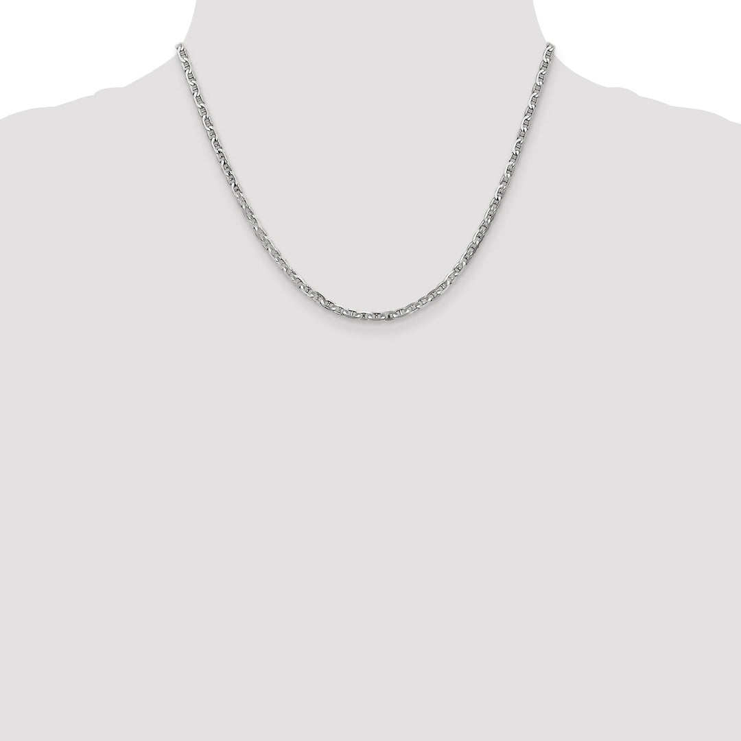 14k White Gold 3.00m Solid Concave Anchor Chain