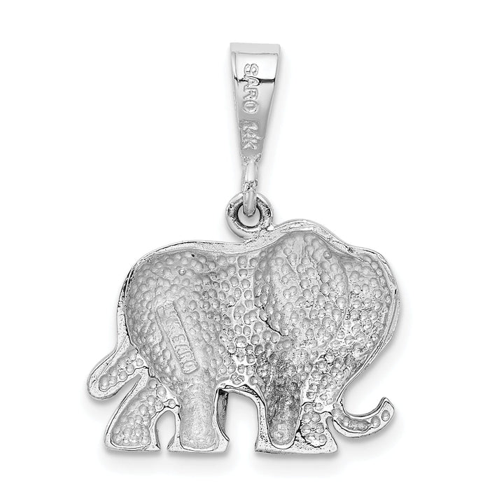 14k White Gold Polished Finish Mens Elephant Charm Pendant