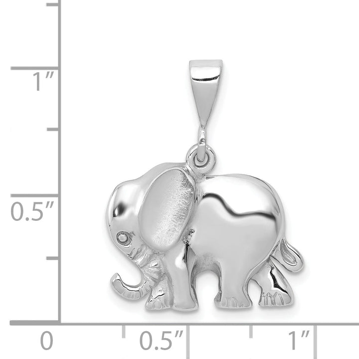 14k White Gold Polished Finish Mens Elephant Charm Pendant