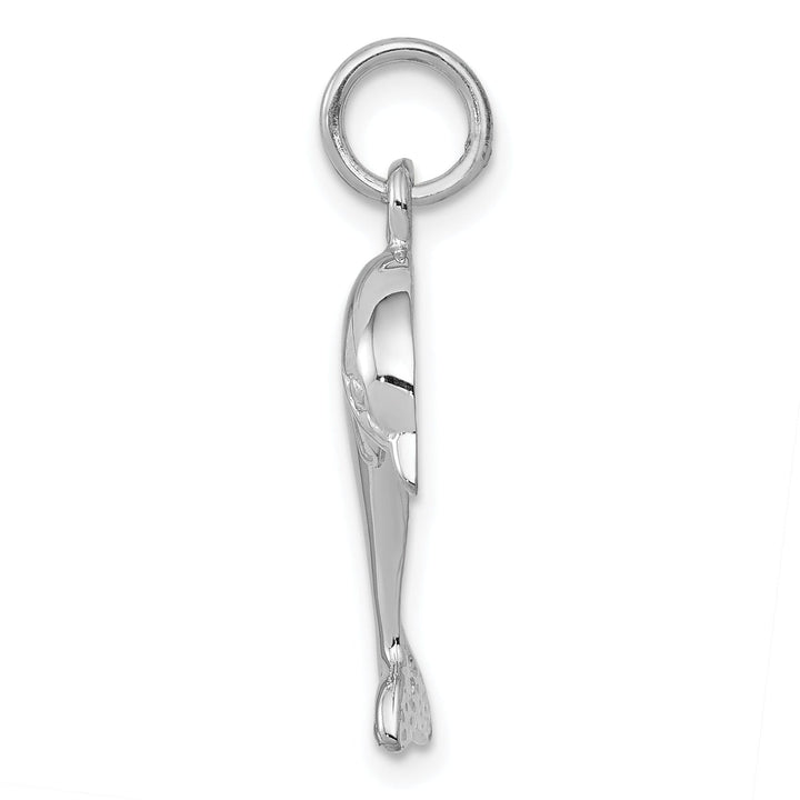 14k White Gold Dolphin Swimming Design Charm Pendant