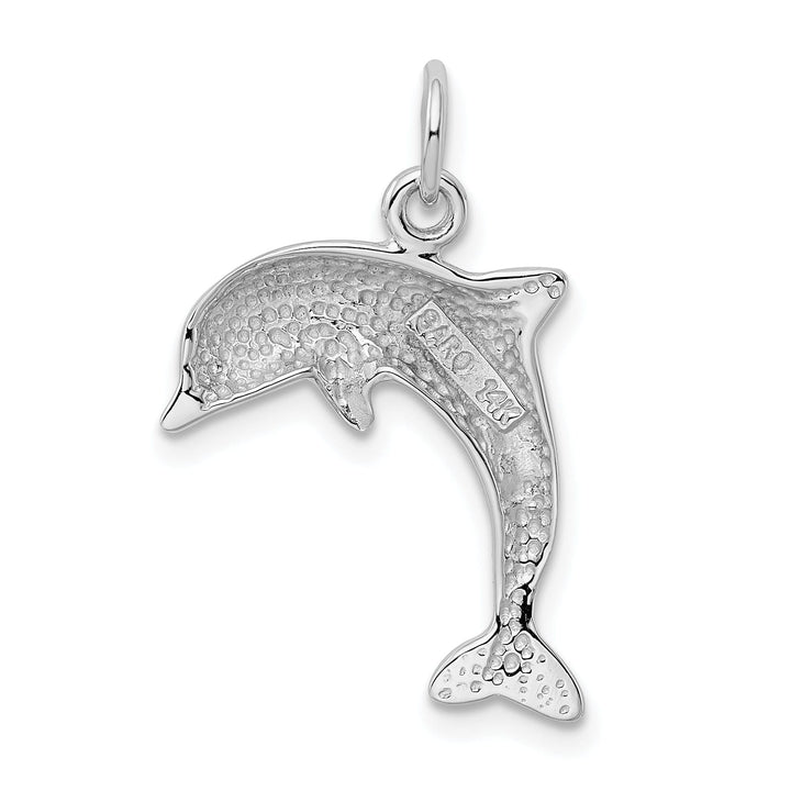 14k White Gold Dolphin Swimming Design Charm Pendant