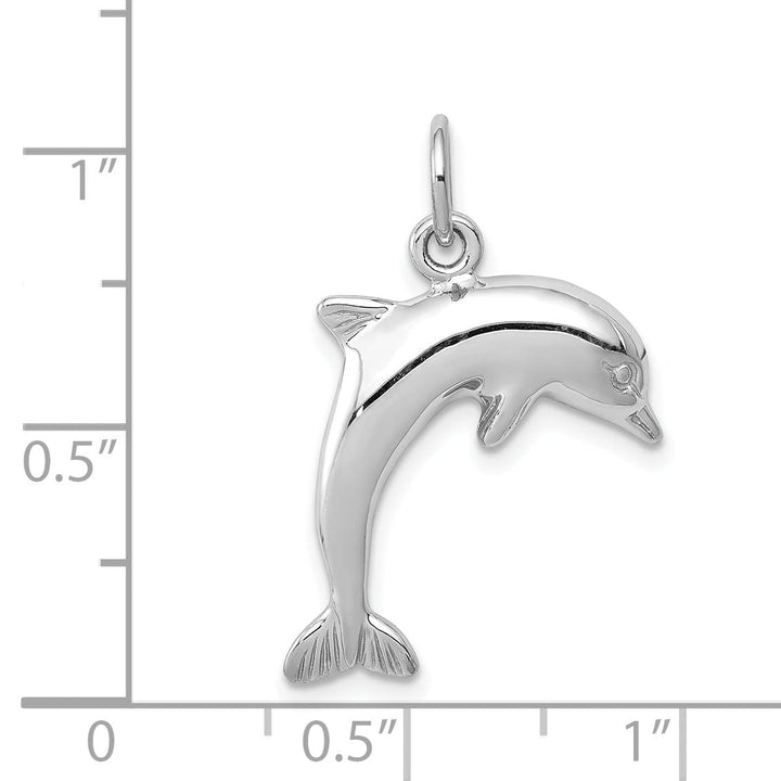 14k White Gold Dolphin Swimming Design Charm Pendant
