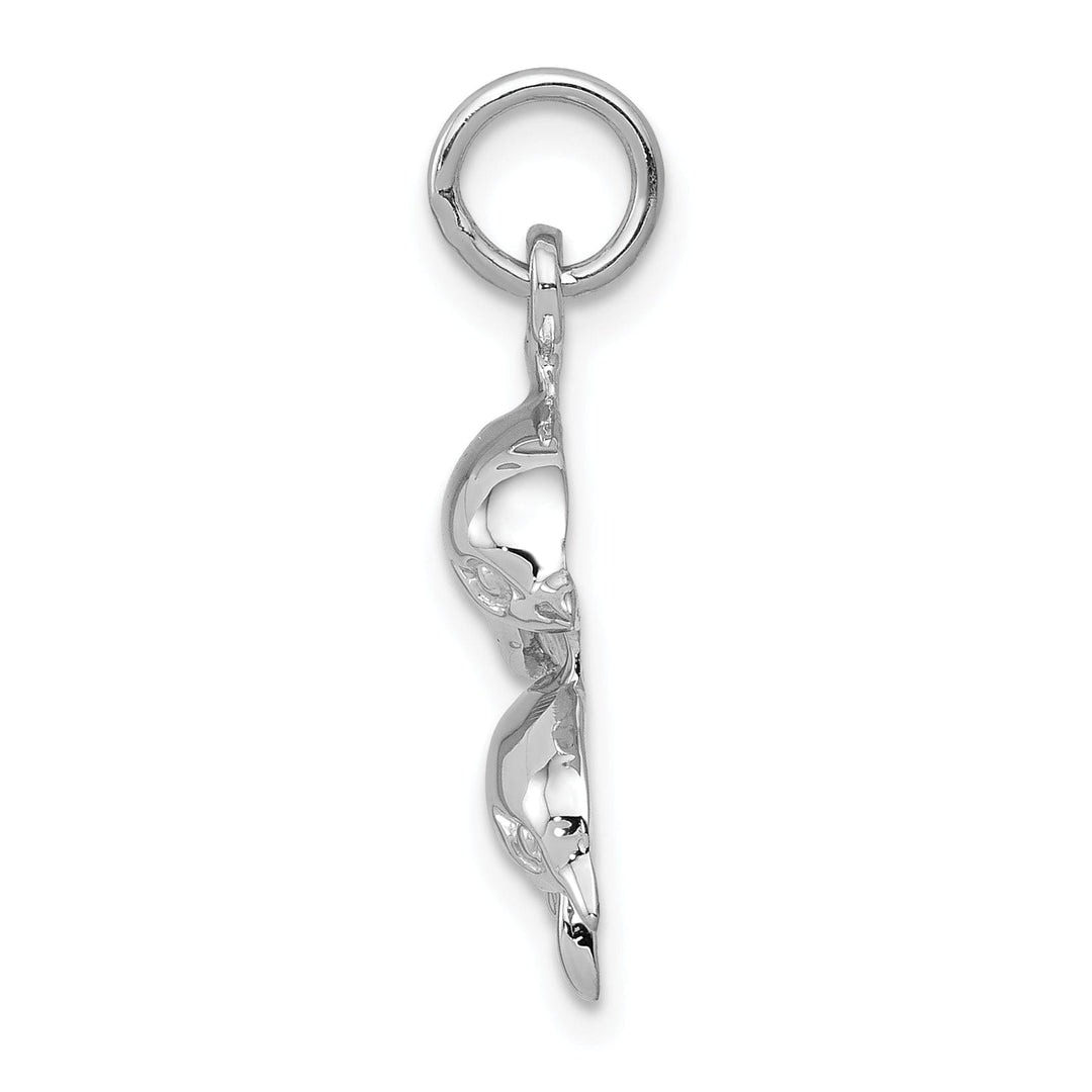 14K White Gold Polished Finish Dolphin with Baby Design Charm Pendant