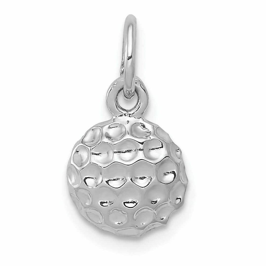 14 White Gold Polished Golf Ball Charm Pendant