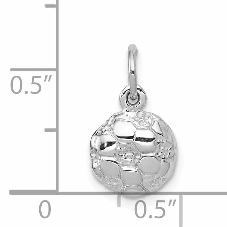 14 White Gold Soccer Ball Concave Charm Pendant