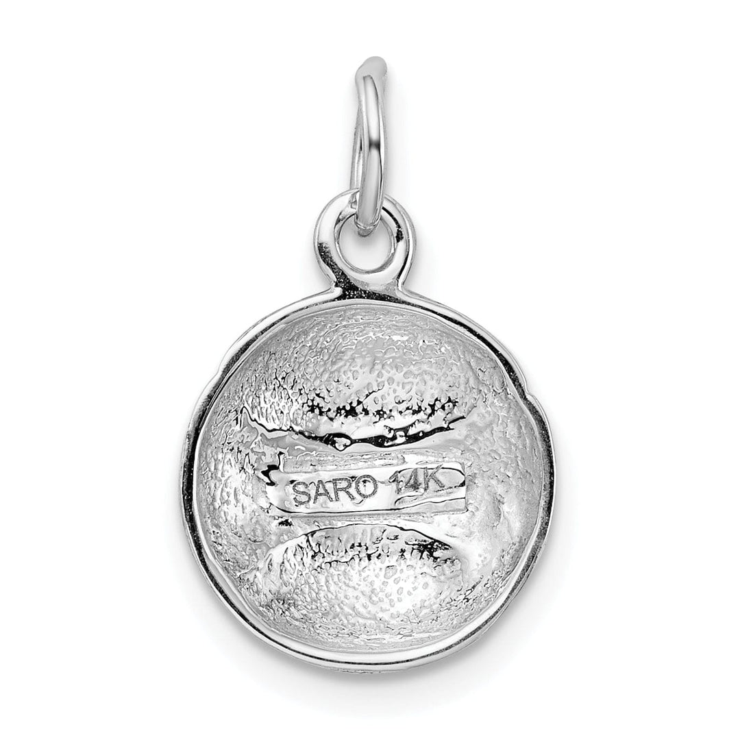 14k White Gold Baseball Pendant