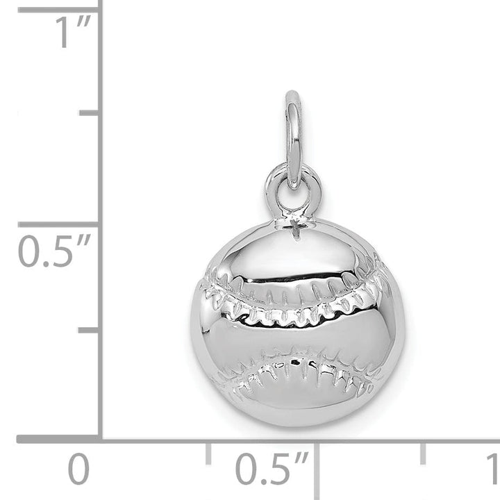 14k White Gold Baseball Pendant