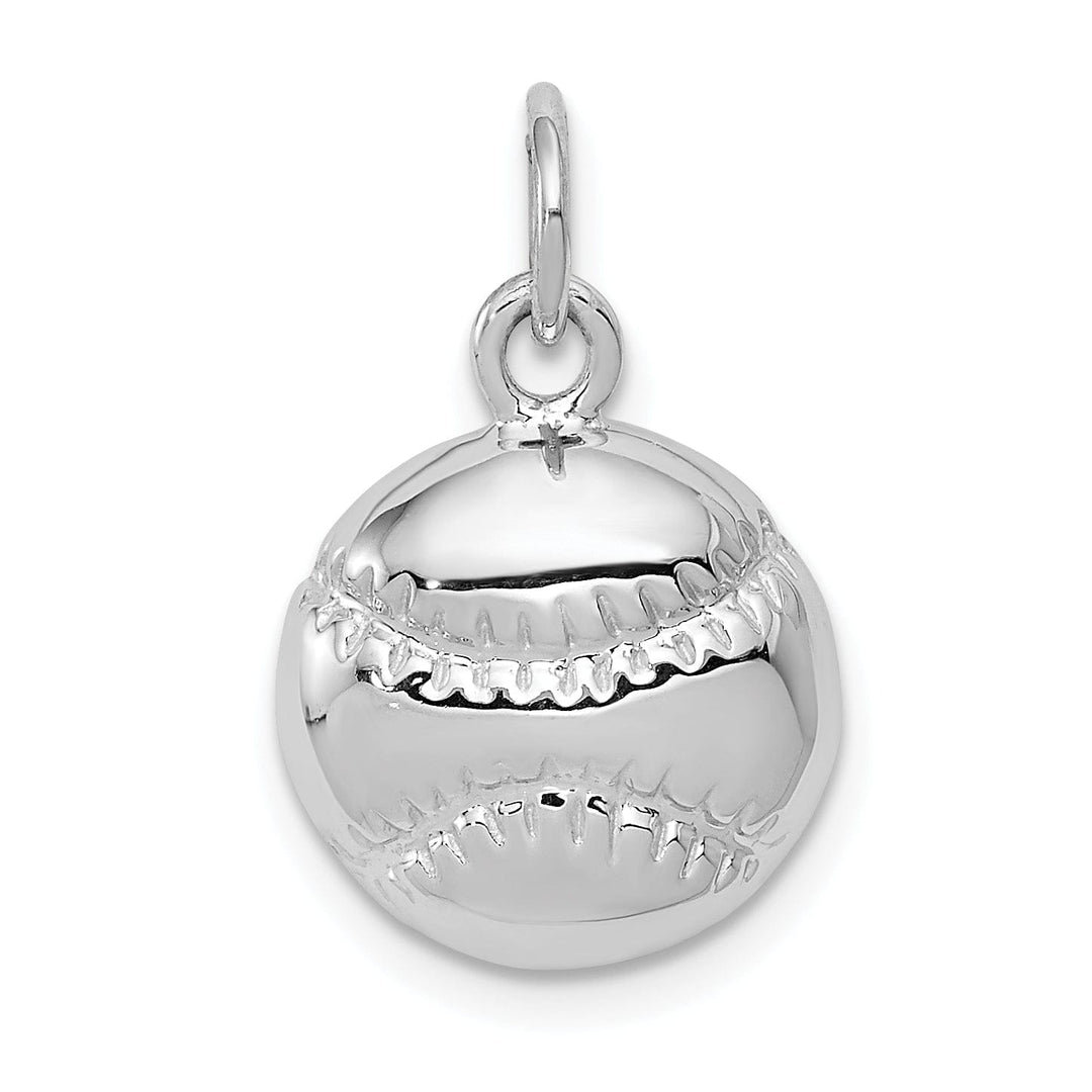 14k White Gold Baseball Pendant