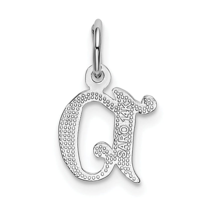 14k White Gold Small Script Design Letter D Initial Charm Pendant