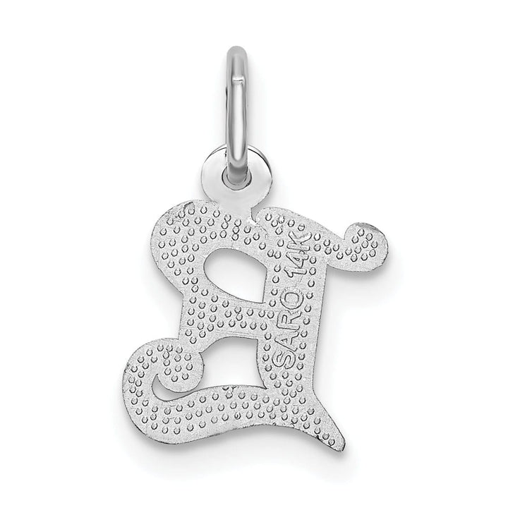 14k White Gold Small Script Design Letter E Initial Charm Pendant