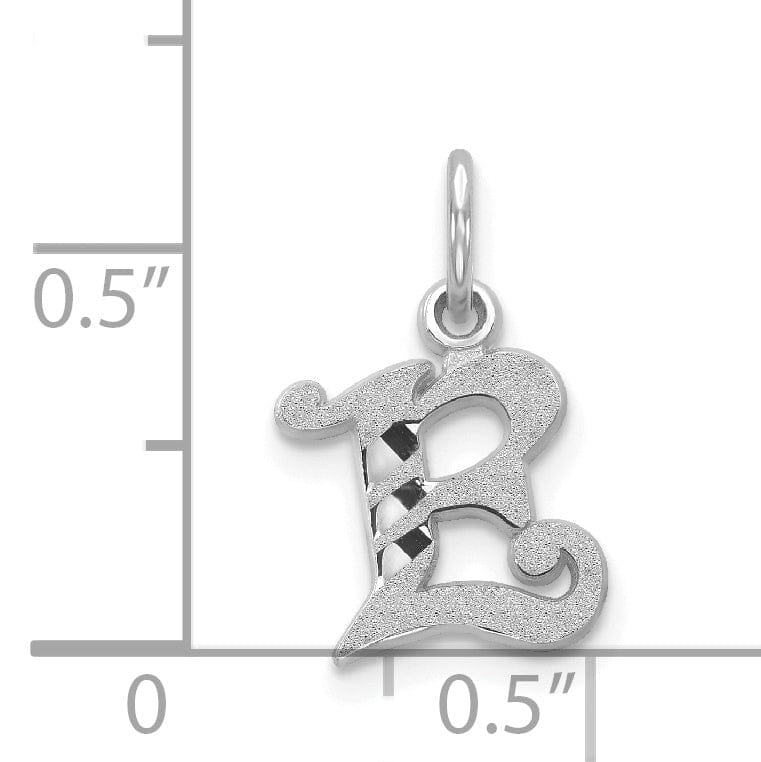 14k White Gold Small Script Design Letter E Initial Charm Pendant