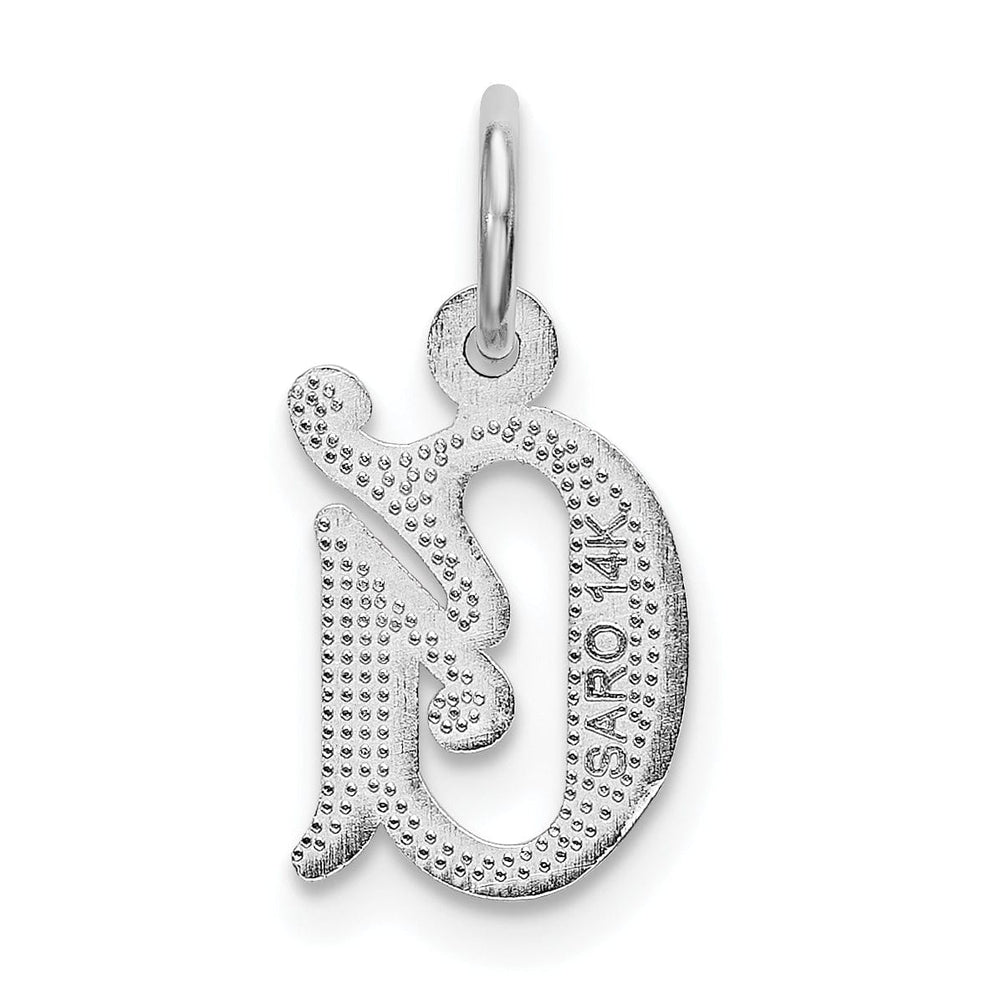 14k White Gold Small Script Design Letter G Initial Charm Pendant