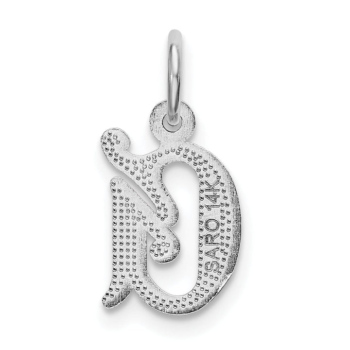 14k White Gold Small Script Design Letter G Initial Charm Pendant