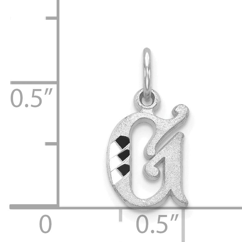 14k White Gold Small Script Design Letter G Initial Charm Pendant