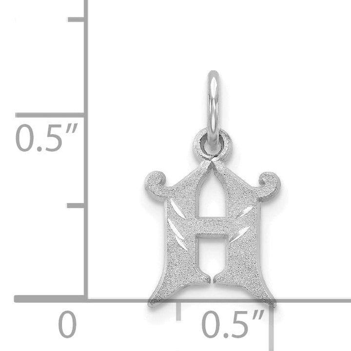 14k White Gold Small Script Design Letter H Initial Charm Pendant