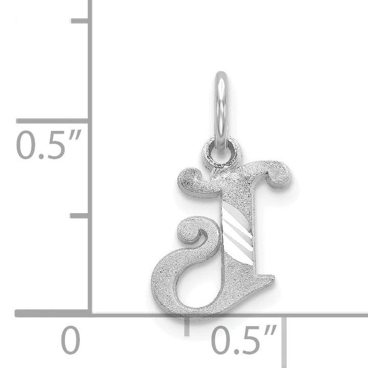 14k White Gold Small Script Design Letter J Initial Charm Pendant