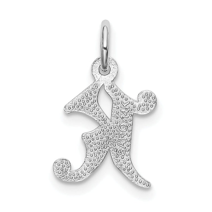 14k White Gold Small Script Design Letter K Initial Charm Pendant