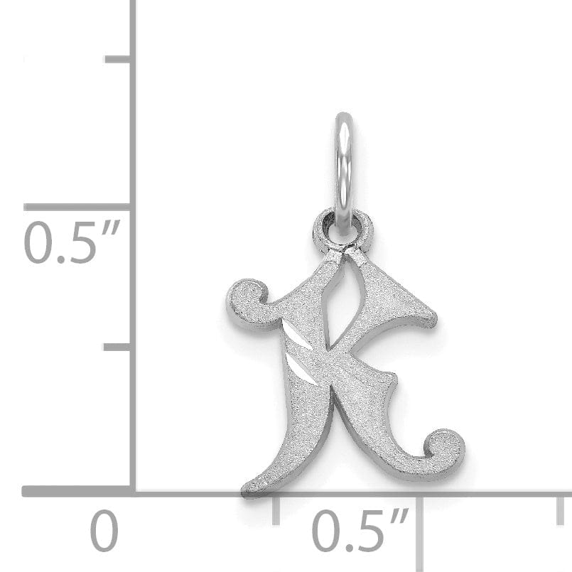 14k White Gold Small Script Design Letter K Initial Charm Pendant