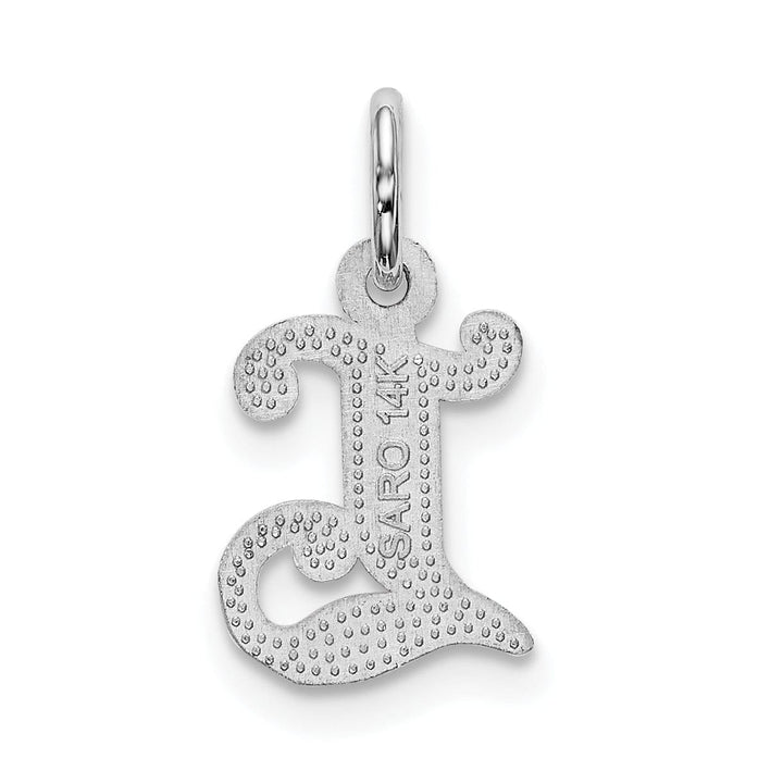 14k White Gold Small Script Design Letter L Initial Charm Pendant