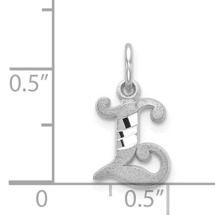 14k White Gold Small Script Design Letter L Initial Charm Pendant