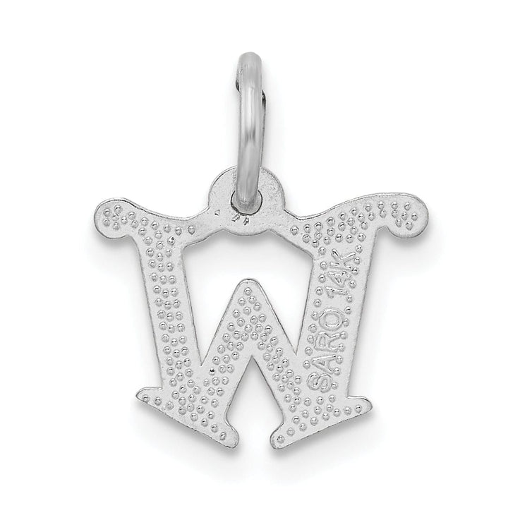 14k White Gold Small Script Design Letter W Initial Charm Pendant