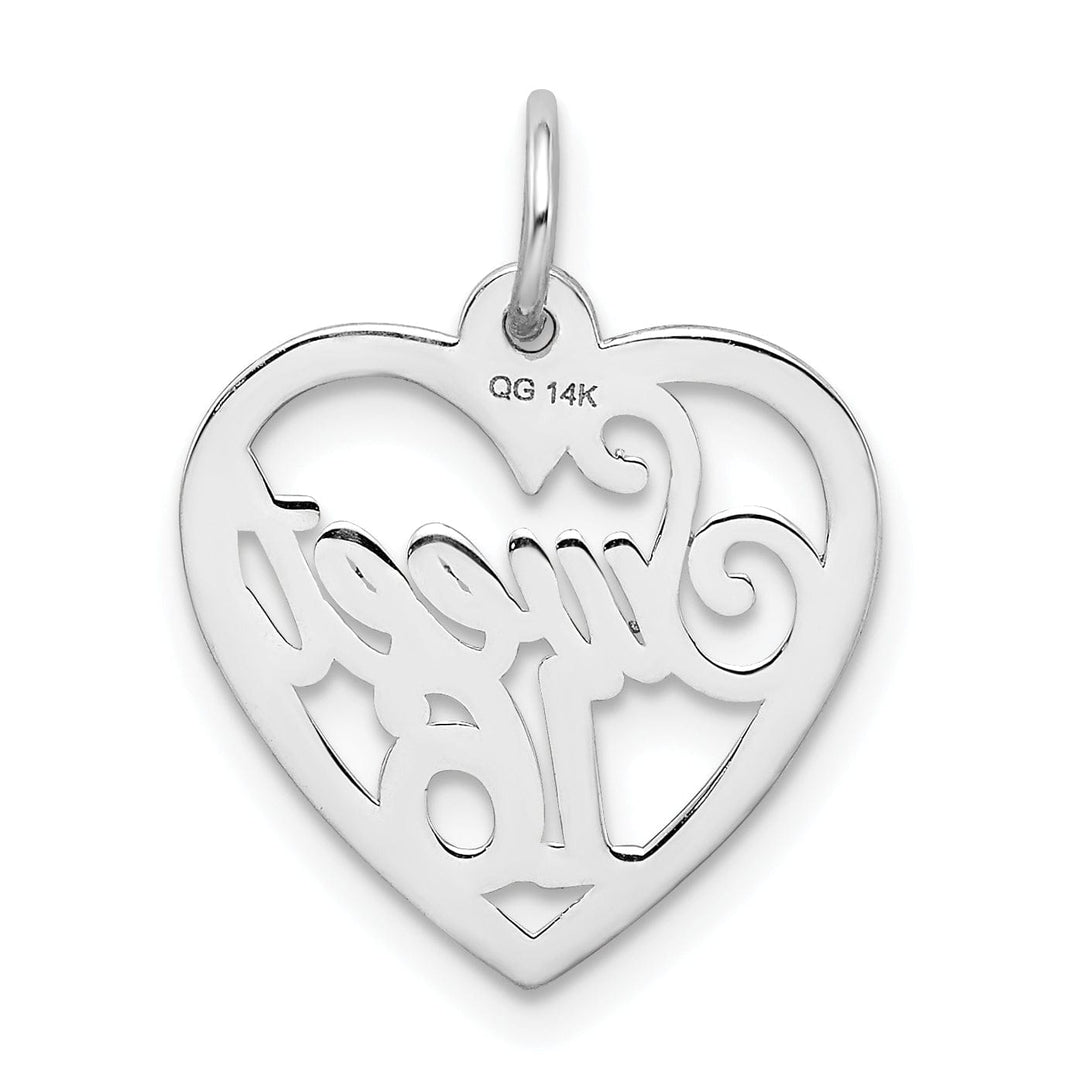 14k White Gold Sweet 16 Heart Charm Pendant