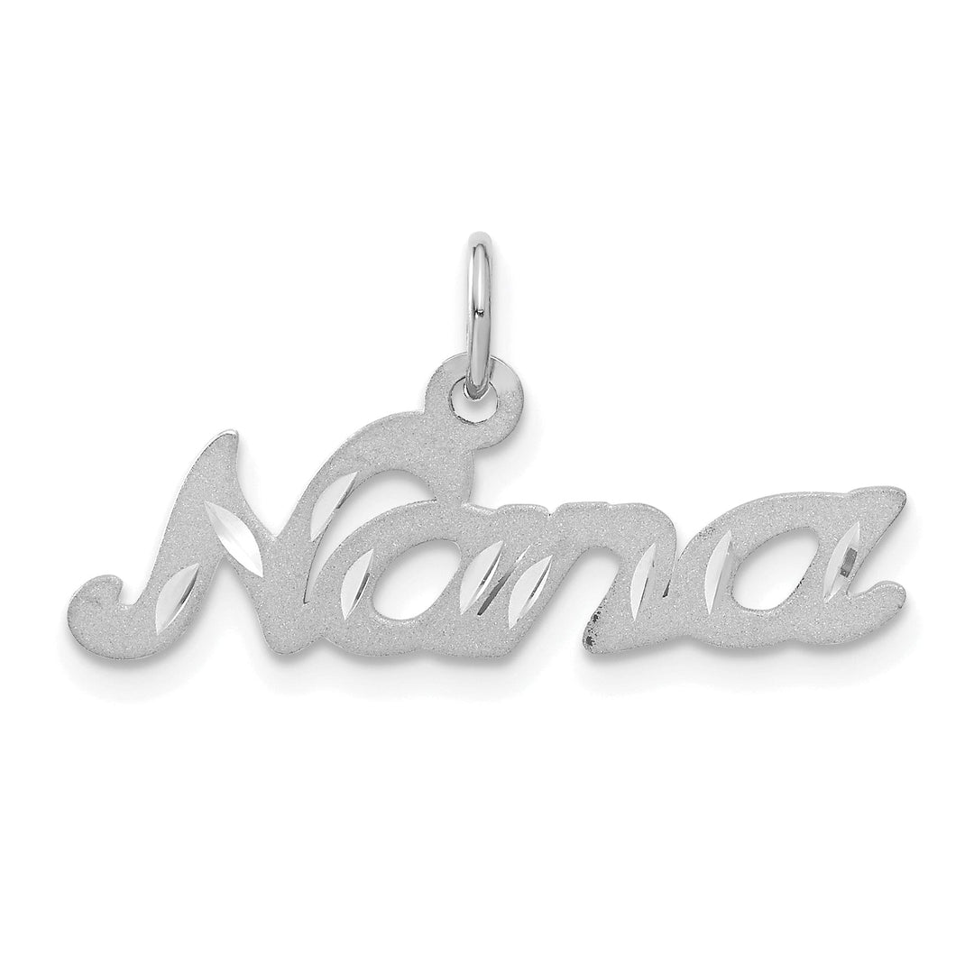 14k White Gold Diamond Cut Brushed Finish NANA Charm Pendant