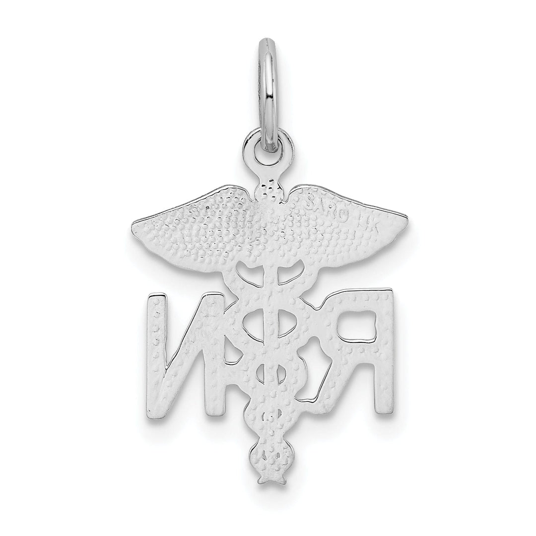 Solid 14k White Gold Registered Nurse Pendant