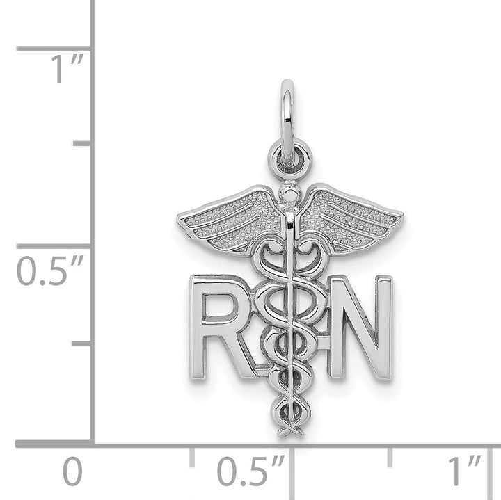 Solid 14k White Gold Registered Nurse Pendant