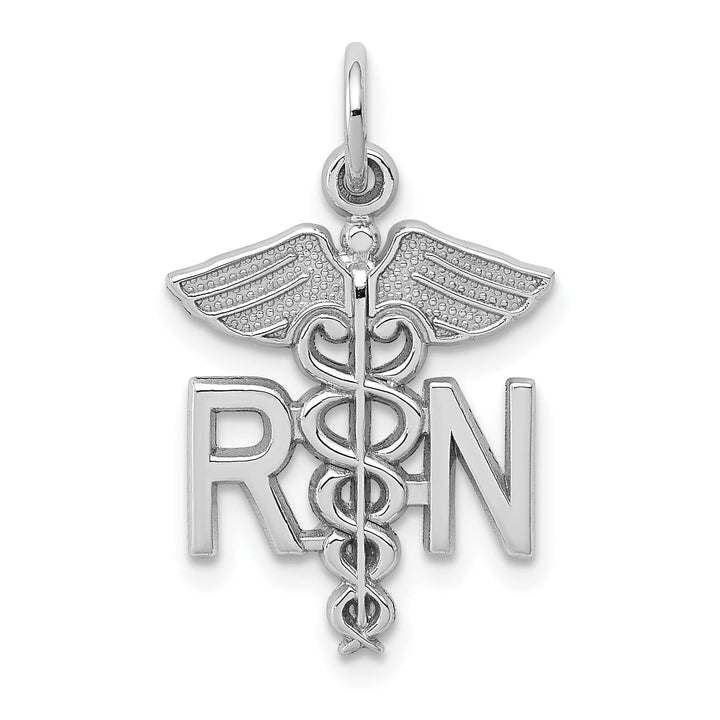 Solid 14k White Gold Registered Nurse Pendant