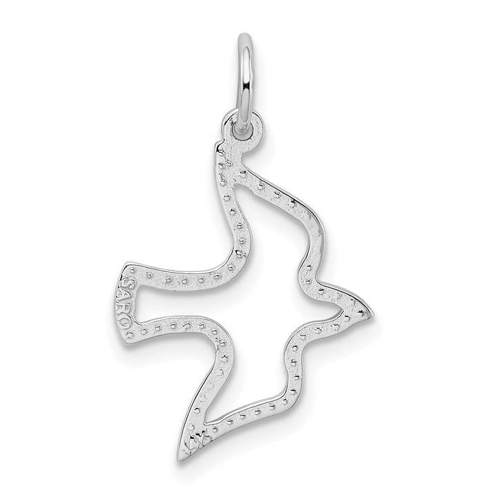 Polished 14k White Gold Dove Charm Pendant