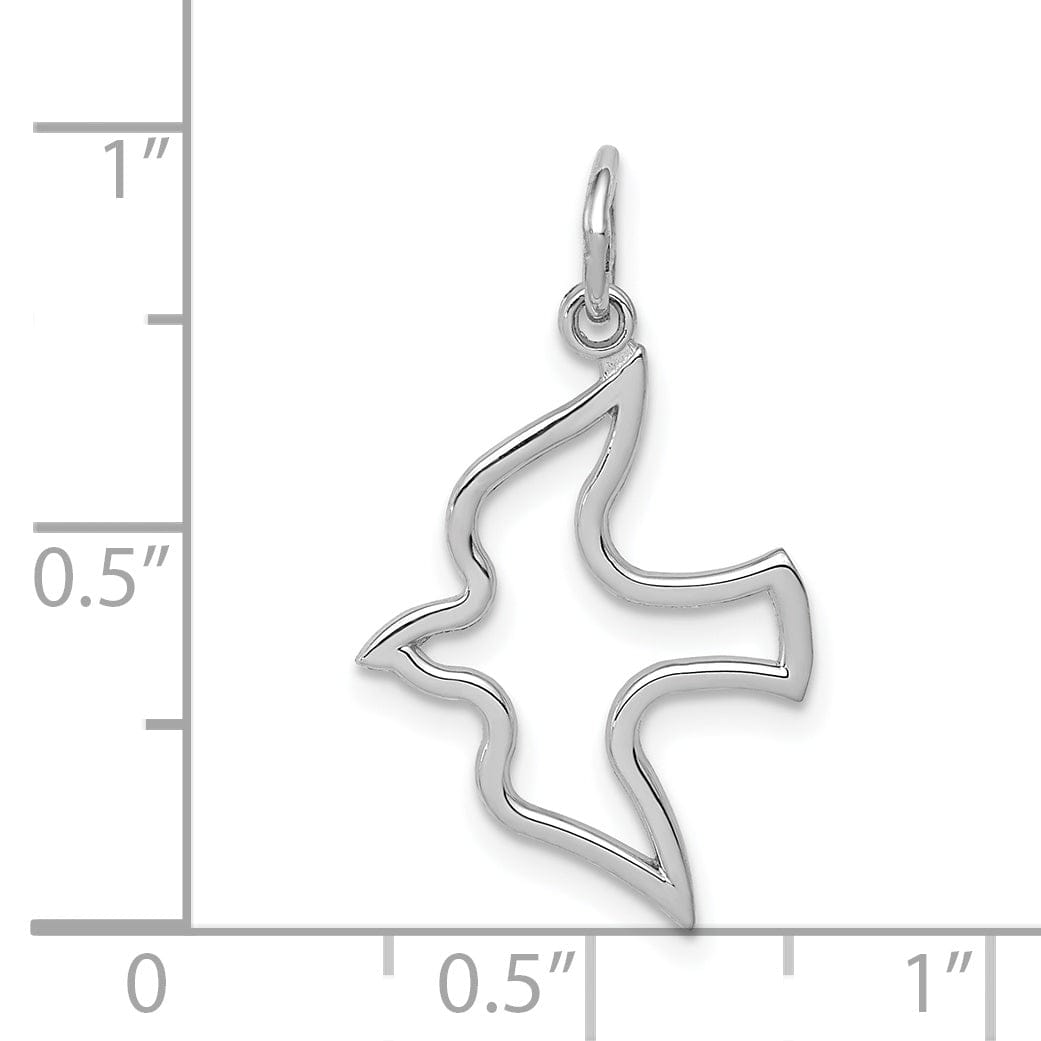 Polished 14k White Gold Dove Charm Pendant