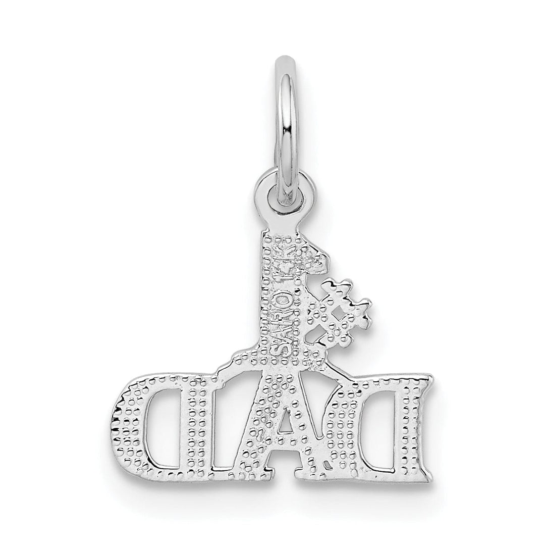 14k White Gold Textured Back Polished Finish Design #1 DAD Charm Pendant