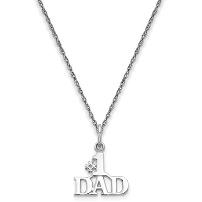 14k White Gold Polished Finish # 1 Dad Charm Pendant with 18-inch Cable Chain Necklace at $ 102.54 only from Jewelryshopping.com
