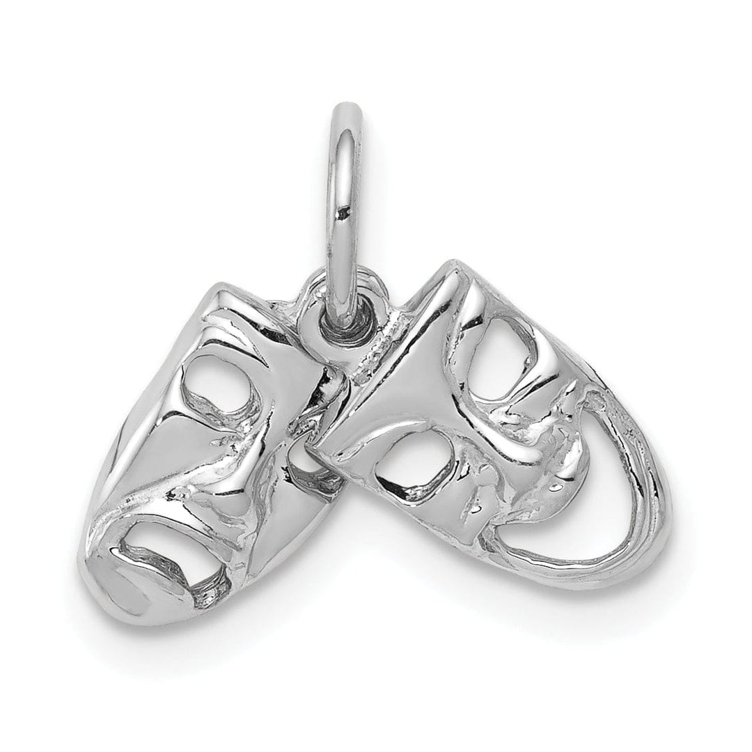 14k White Gold Comedy Tragedy Charm Pendant