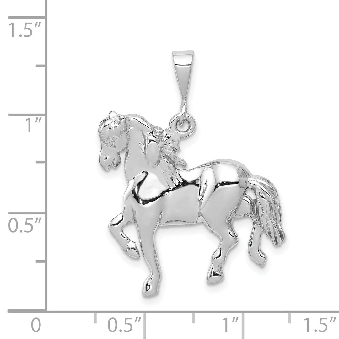 14k White Gold Open Back Polished Finish Horse Galloping Charm Pendant