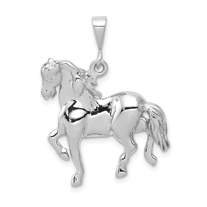 14k White Gold Open Back Polished Finish Horse Galloping Charm Pendant