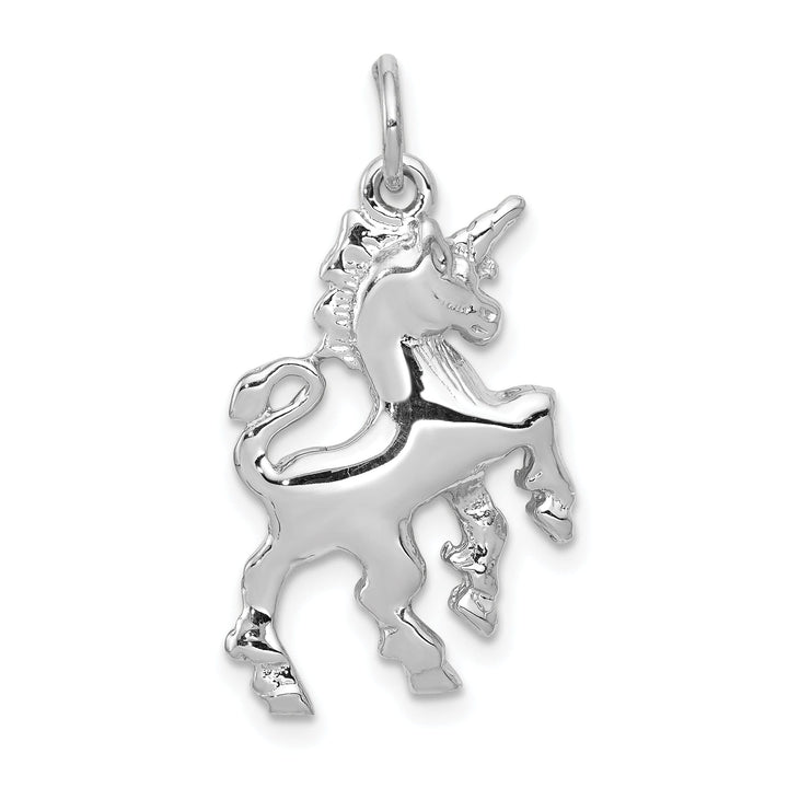 14k White Gold Open Back Polished Finish Unicorn Horse Charm Pendant