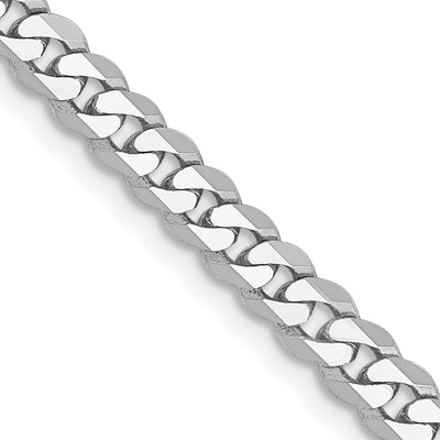 14k White Gold Polished 3.90mm Flat Curb Chain at $ 440.61 only from Jewelryshopping.com