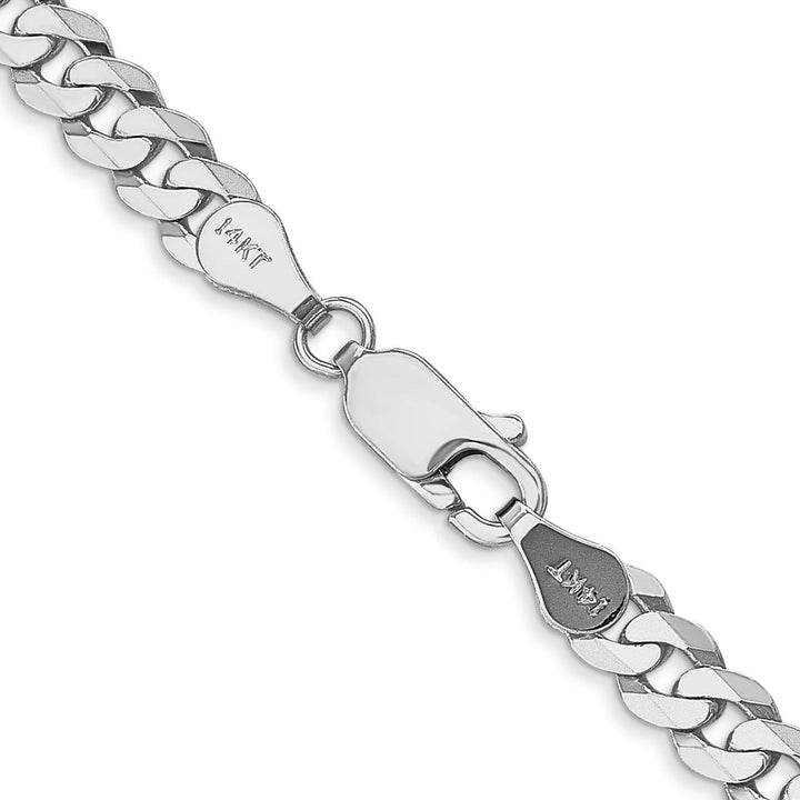 14k White Gold Polished 4.50mm Flat Curb Chain