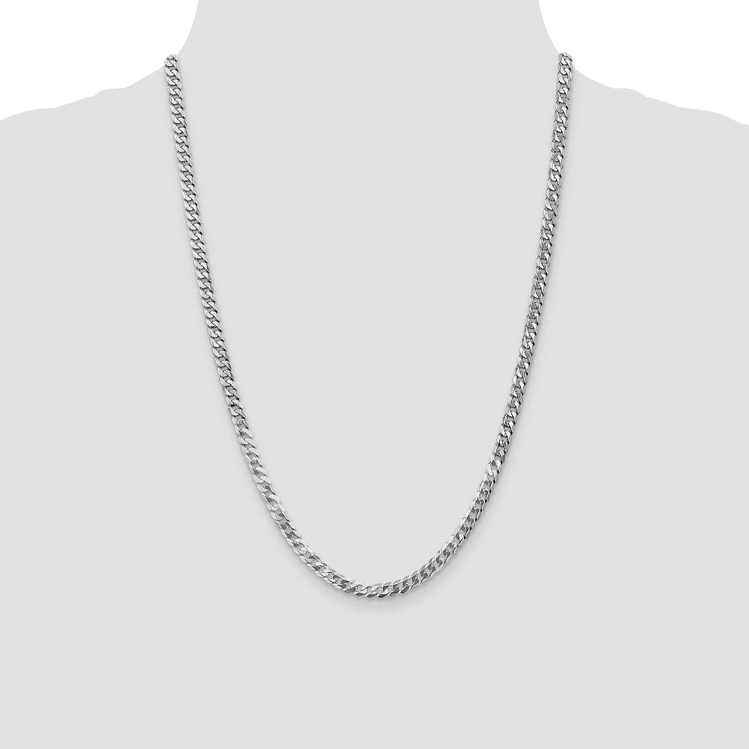 14k White Gold Polished 4.50mm Flat Curb Chain