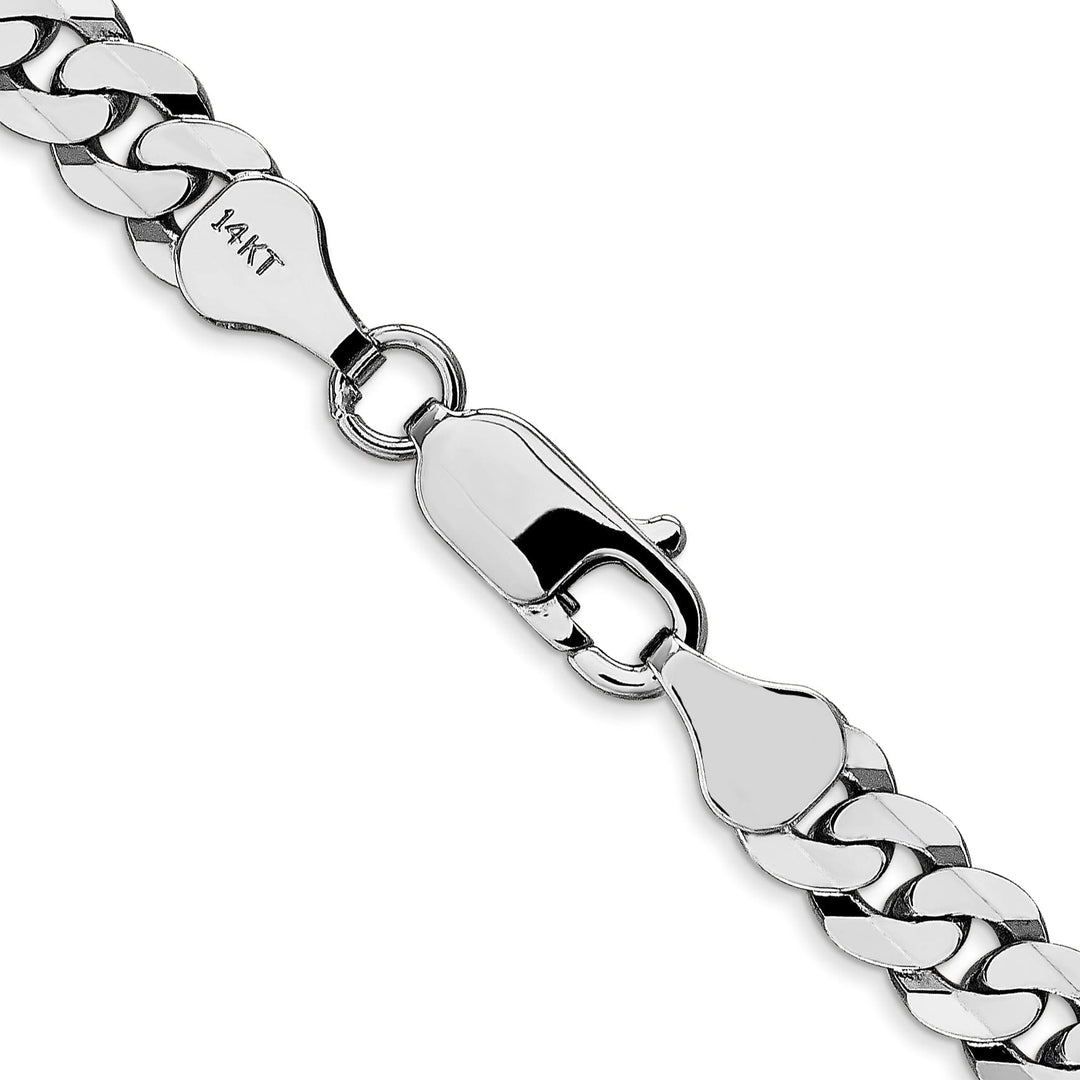 14k White Gold Polished 6.10mmFlat Curb Chain