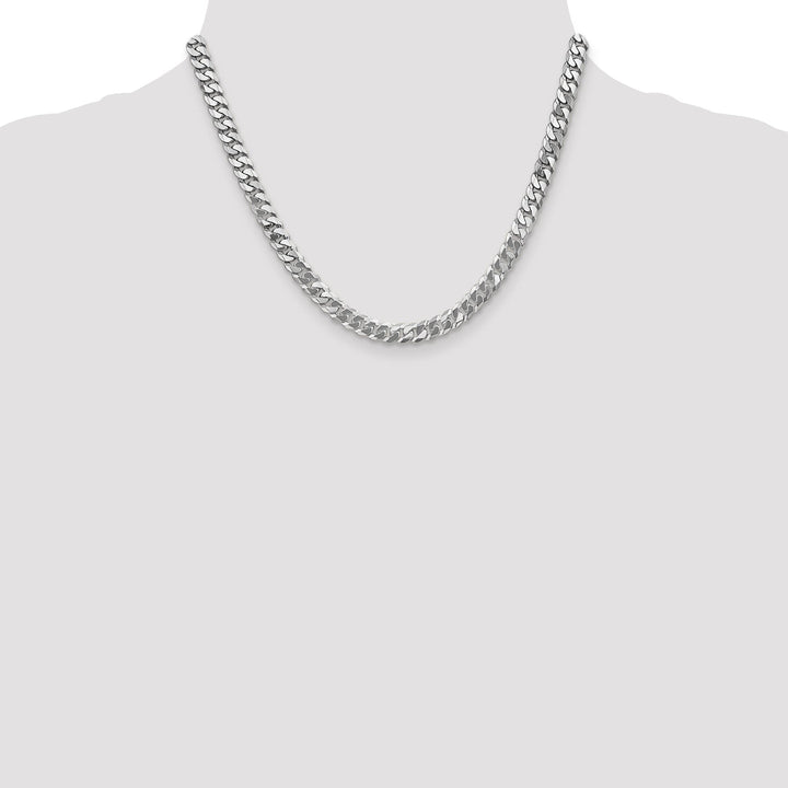 14k White Gold Polished 6.10mmFlat Curb Chain