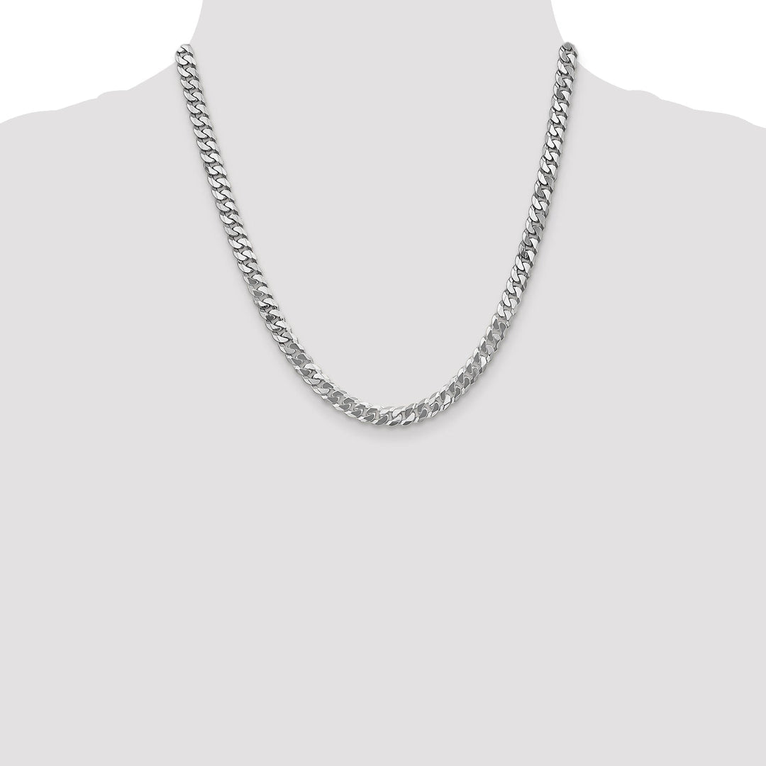 14k White Gold Polished 6.10mmFlat Curb Chain