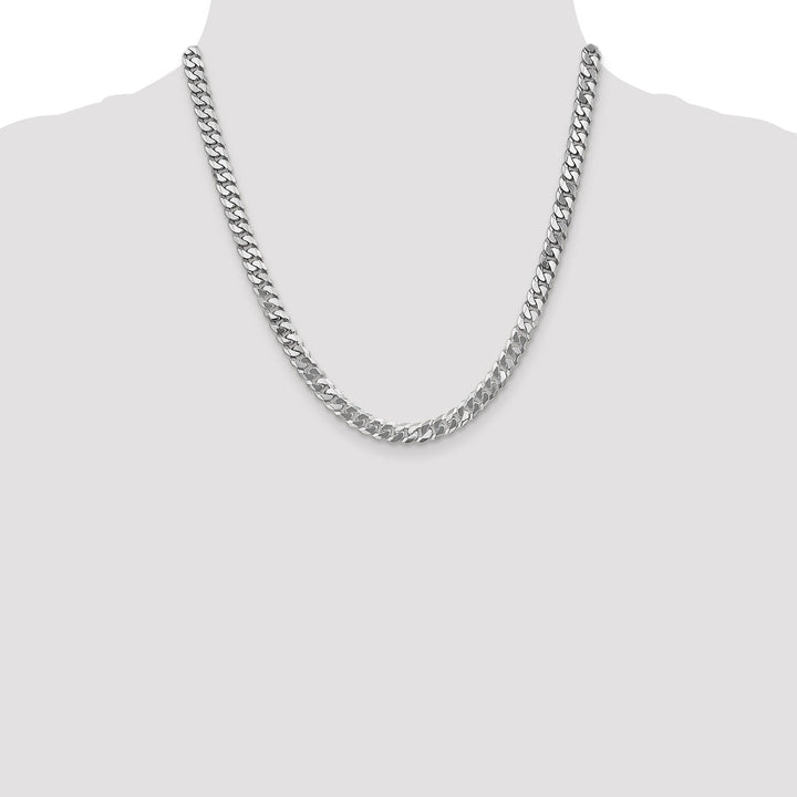 14k White Gold Polished 6.10mmFlat Curb Chain